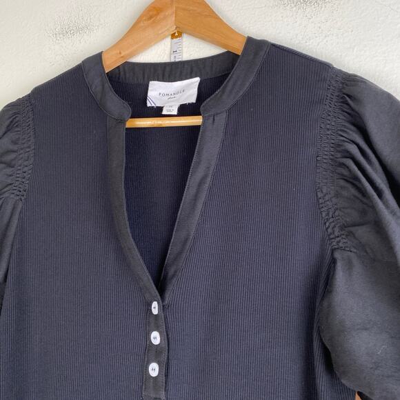 Tuckernuck Livia Puff Sleeve Top Size M Black Rayon Casual Preppy Pomander Place - Picture 8 of 13